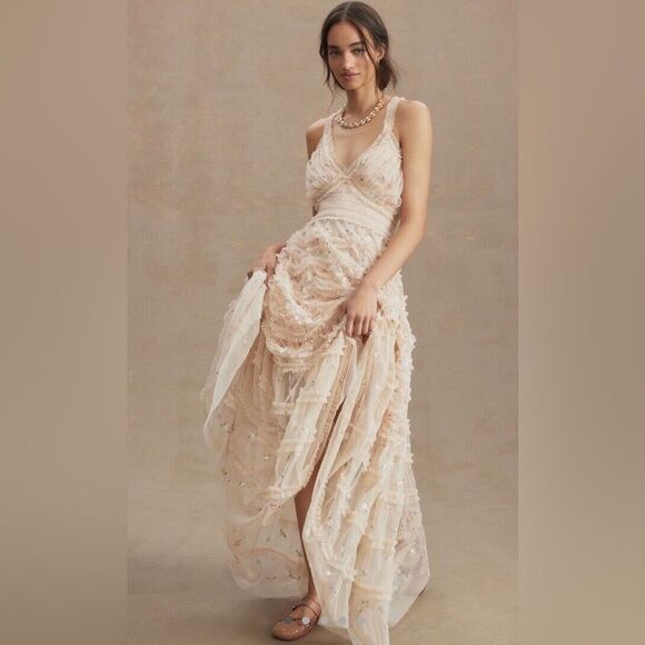 Mac Duggal 8037 Embroidered Floral evening Gown Dress Blush - Picture 2 of 16